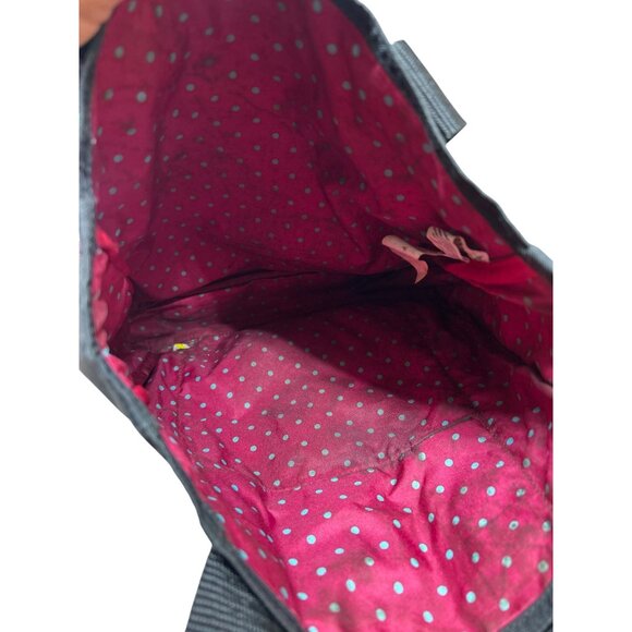 Jansport Black Canvas Tote Bag With Polka Dot Interior - Picture 3 of 4